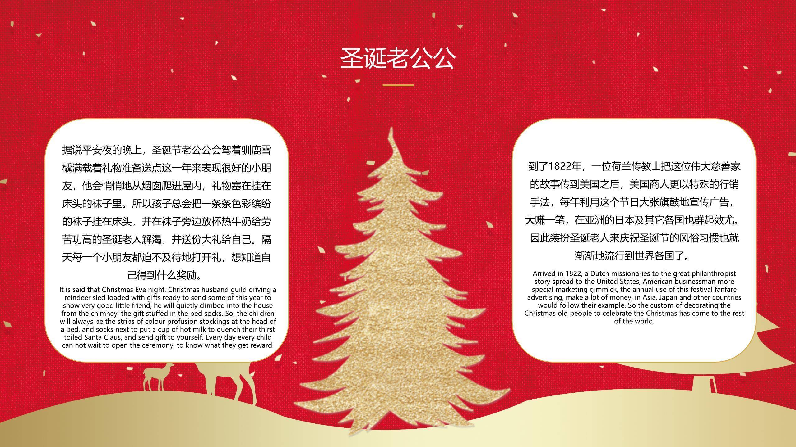 圣诞节卡通圣诞老人英文课件PPT模板1