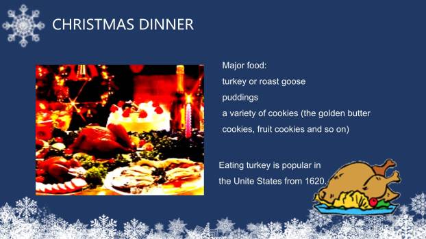 圣诞节简约雪花英文介绍PPT模板9