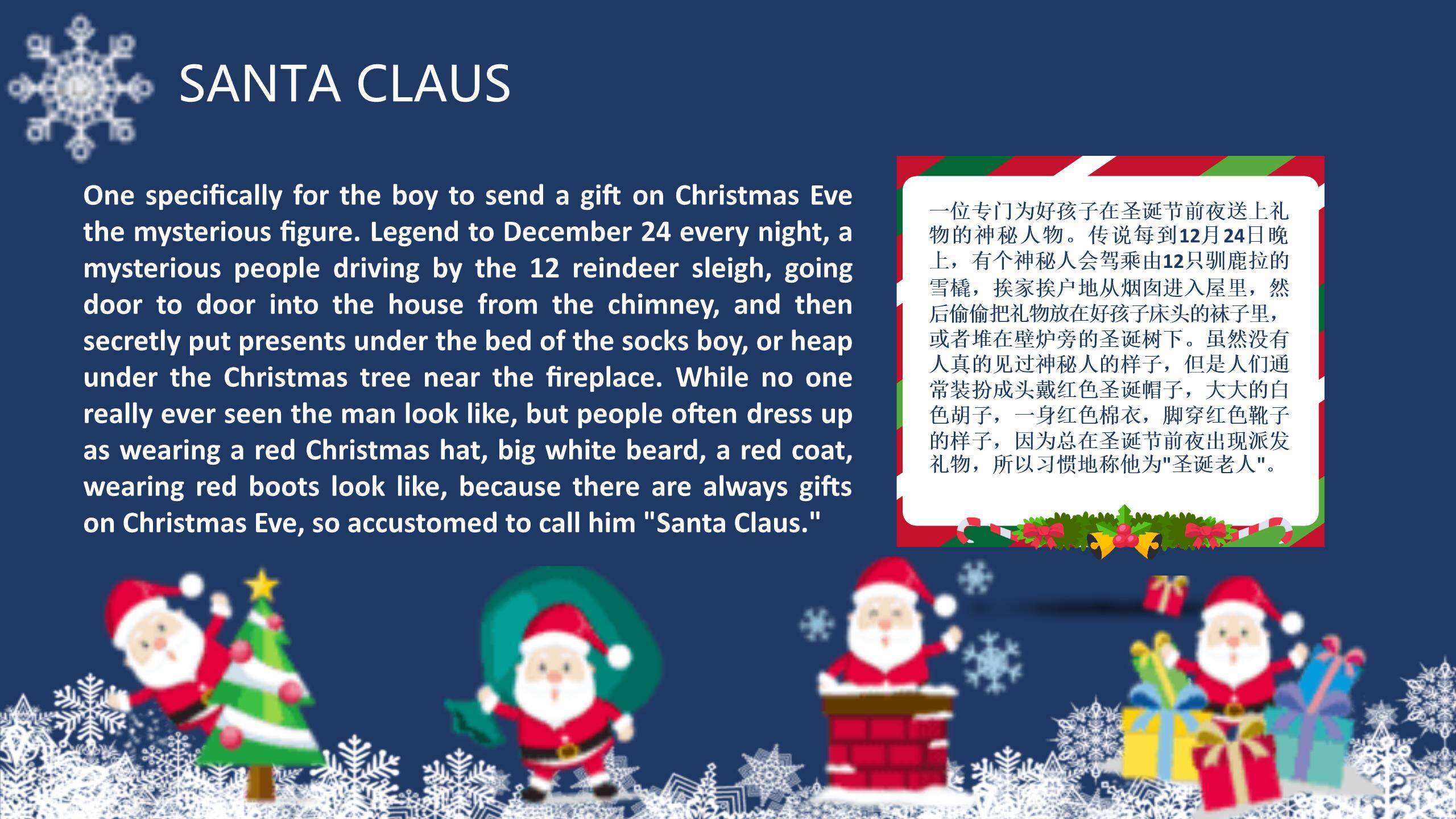 圣诞节简约雪花英文介绍PPT模板7