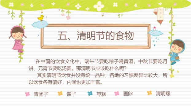手绘卡通清明节幼儿快乐教育PPT模板6