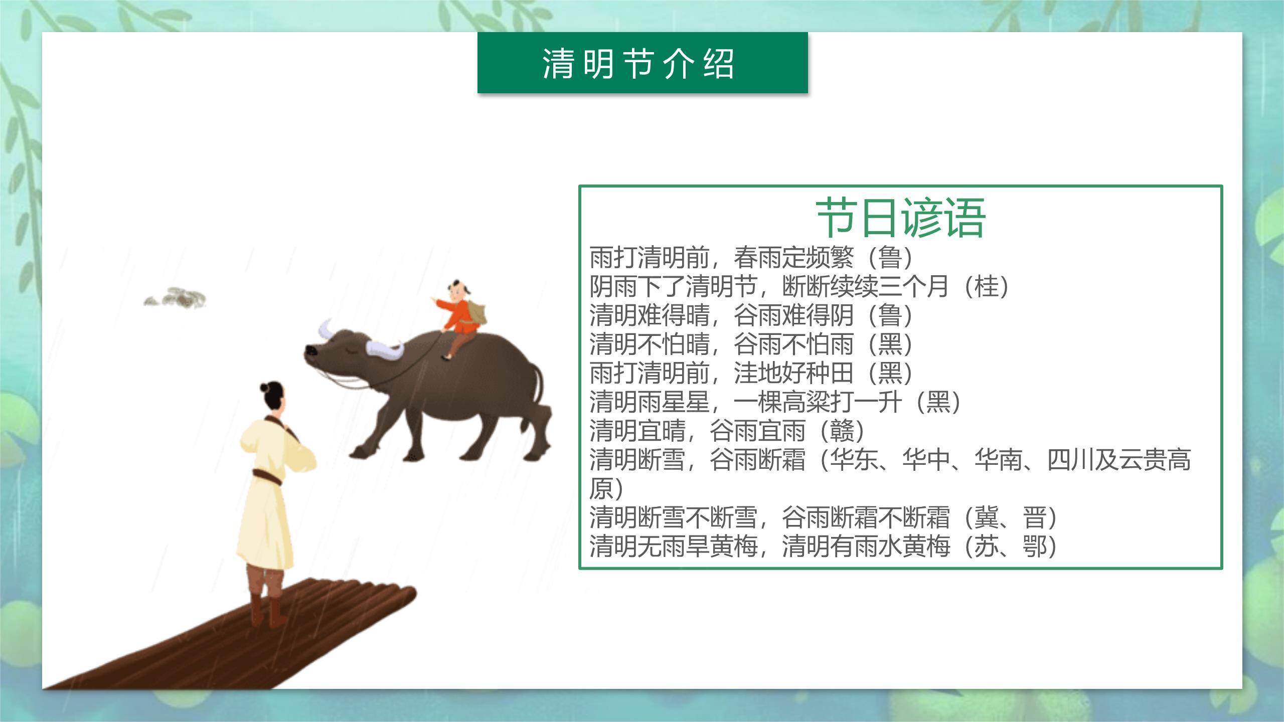 国潮插画清明节诗词教学PPT模板8