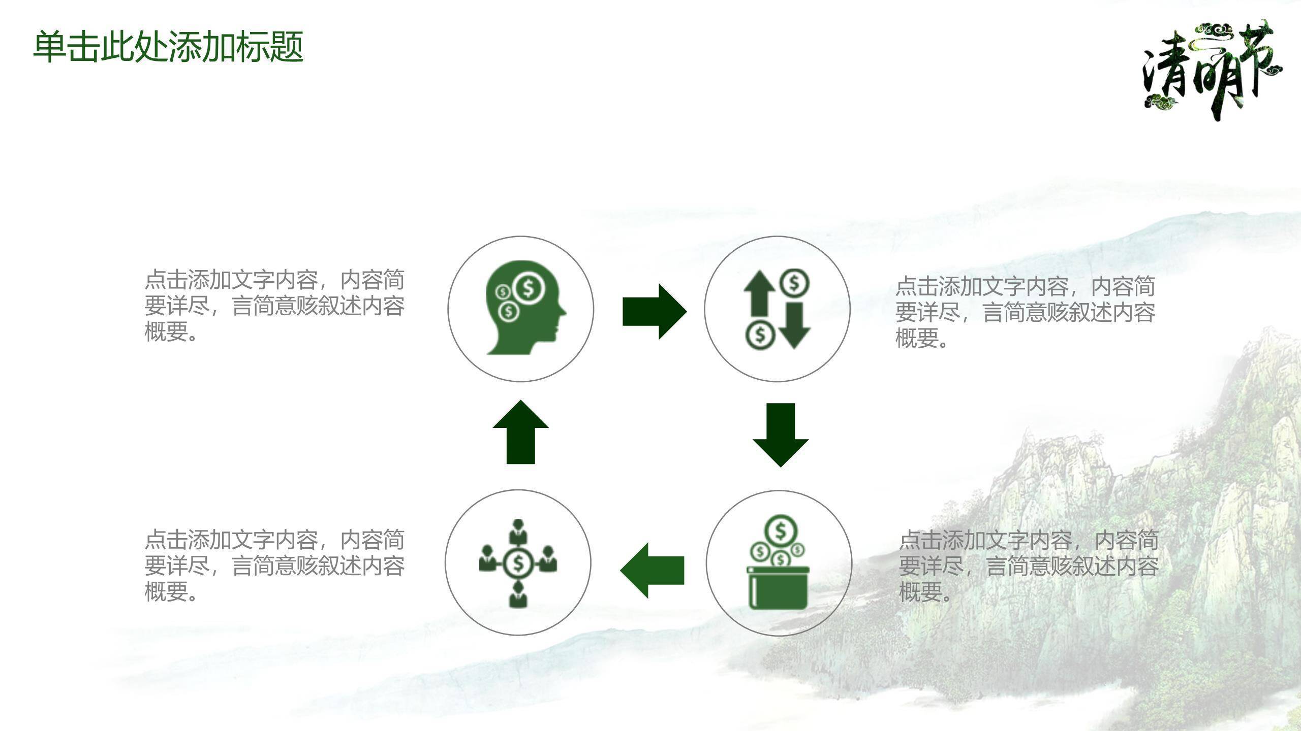 水墨国风清明节踏青教育PPT模板1