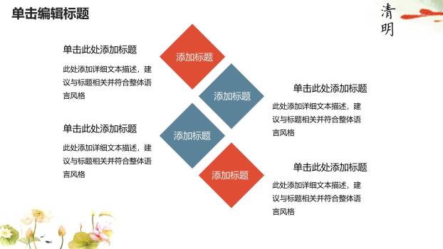 国画写意清明节踏青思念PPT模板6