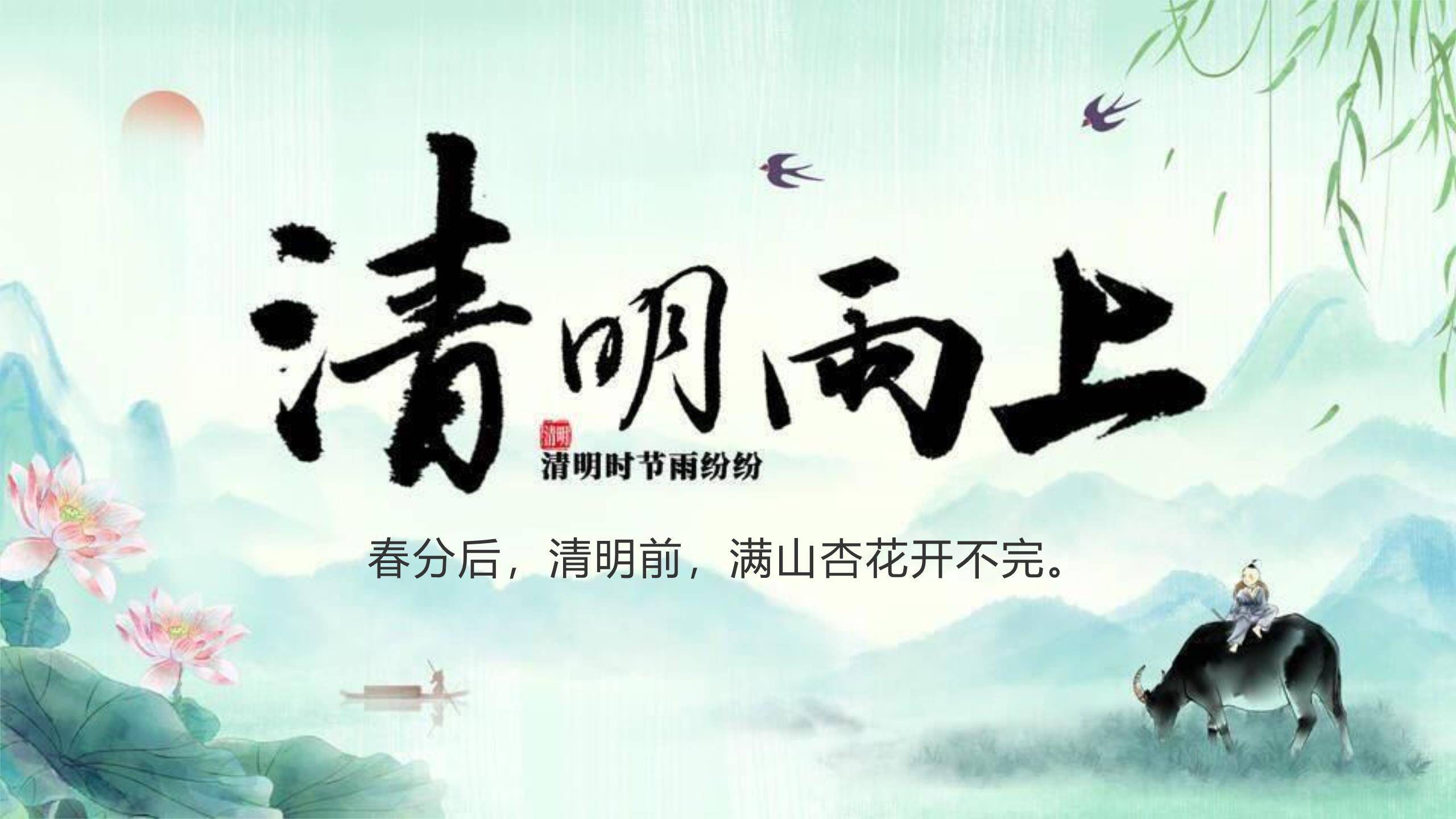 水墨国风清明节节气科普PPT模板0