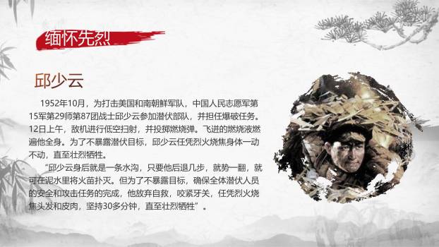 水墨国风清明节忠魂永存PPT模板4