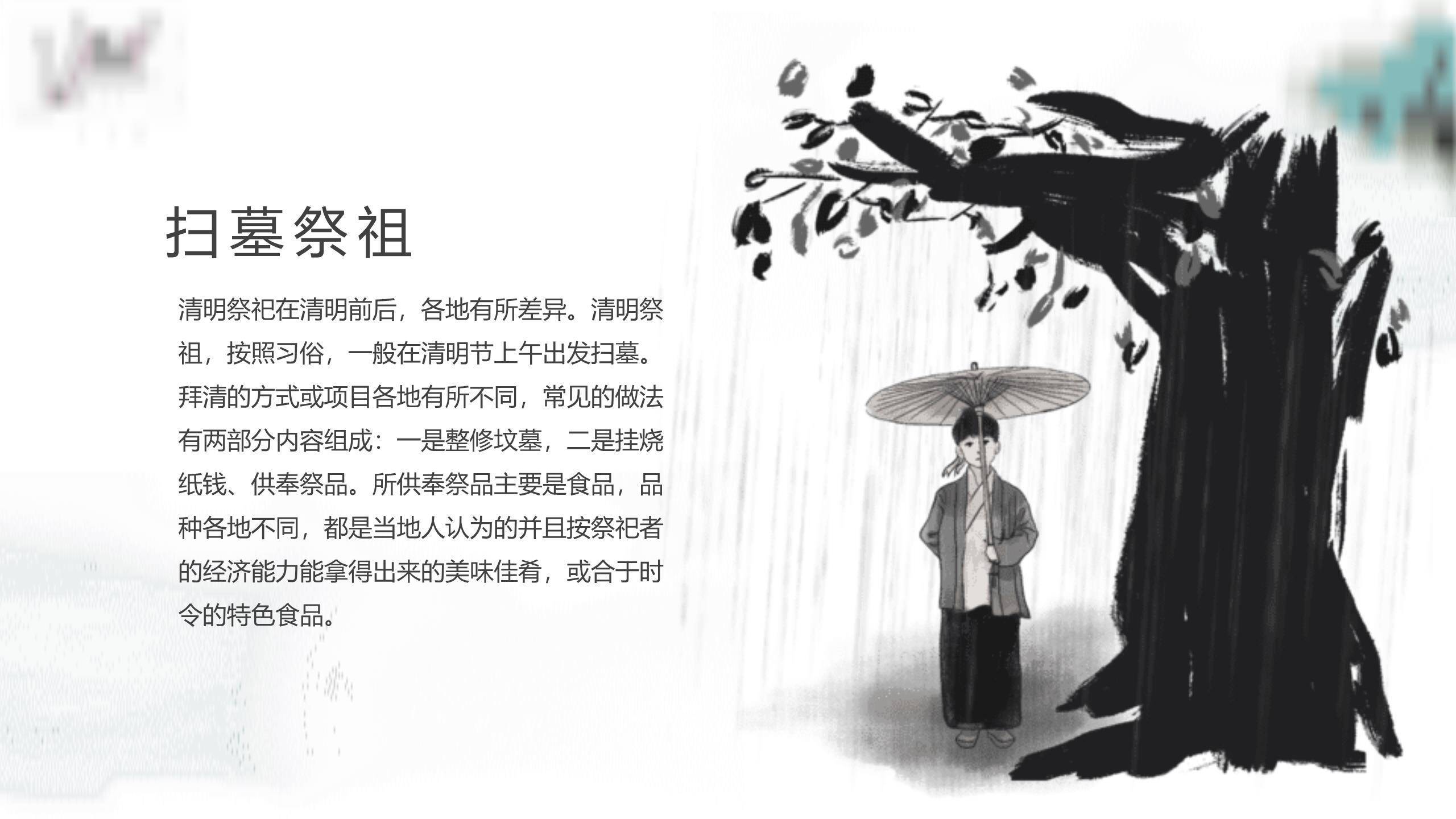 手绘水彩清明节诗词赏析PPT模板3