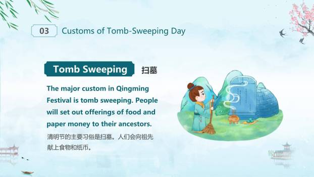 水墨意境清明节英语介绍PPT模板6