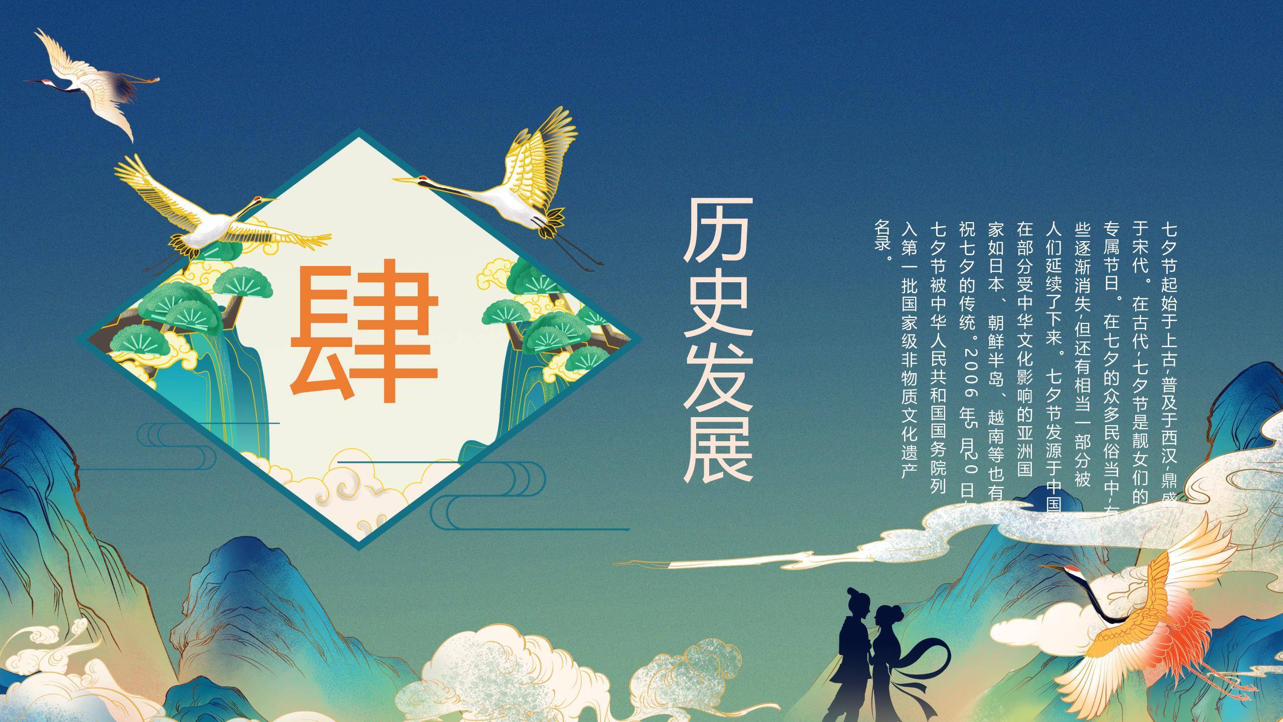 七夕节文化展示中国风PPT模板7