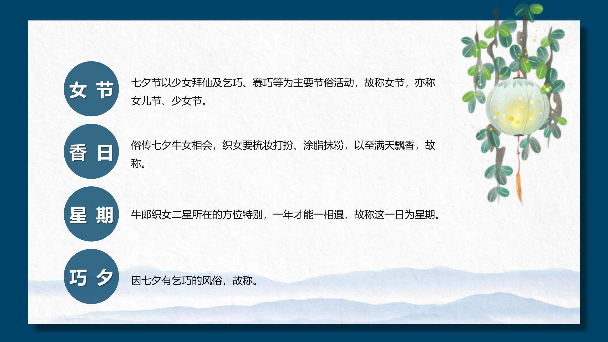 七夕节文化介绍手绘PPT模板5