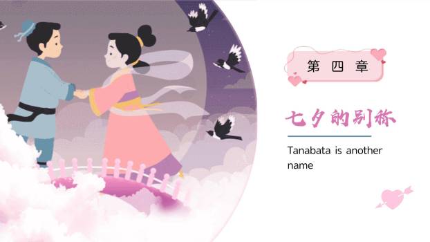 七夕节儿童宣传卡通PPT模板2