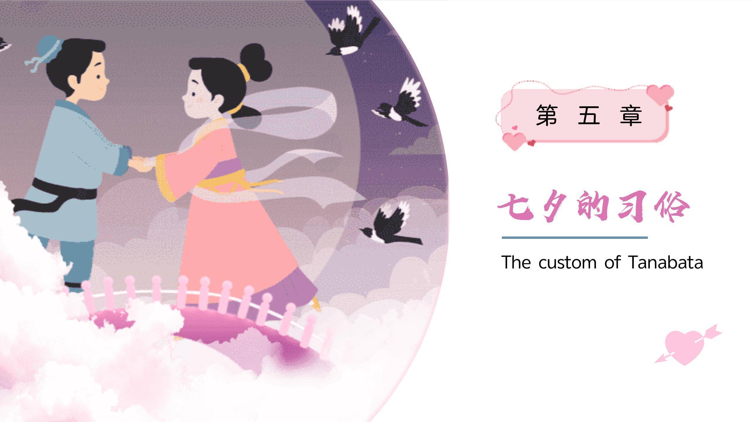 七夕节儿童宣传卡通PPT模板4