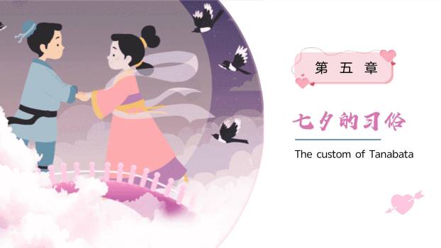 七夕节儿童宣传卡通PPT模板4