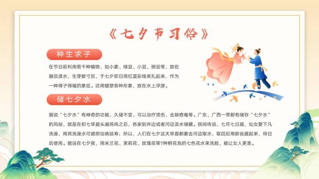 七夕节文化讲解国潮风PPT模板1