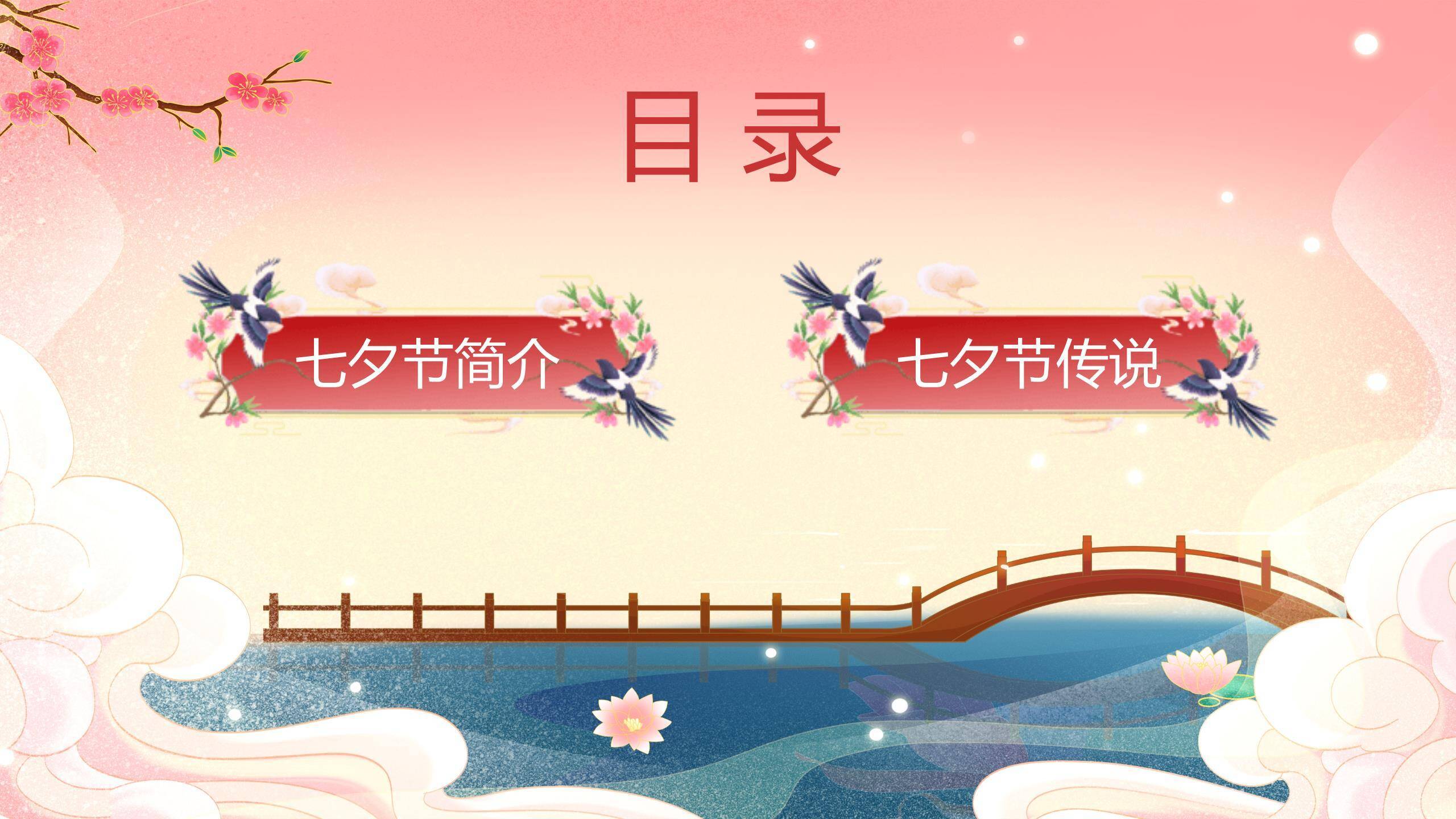 七夕节教学课件小清新PPT模板3