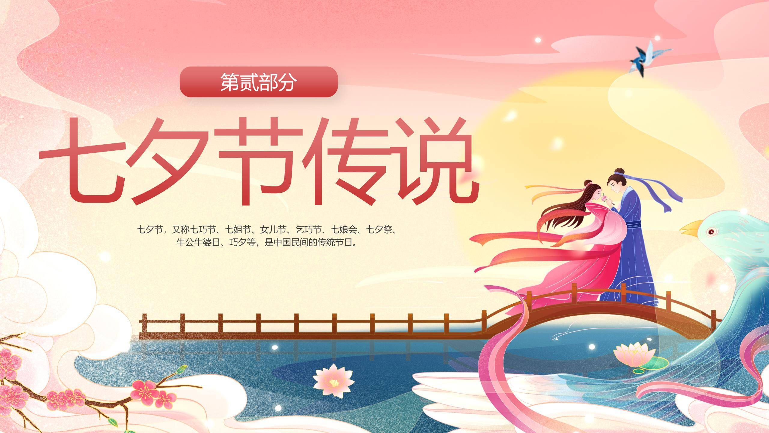 七夕节教学课件小清新PPT模板7