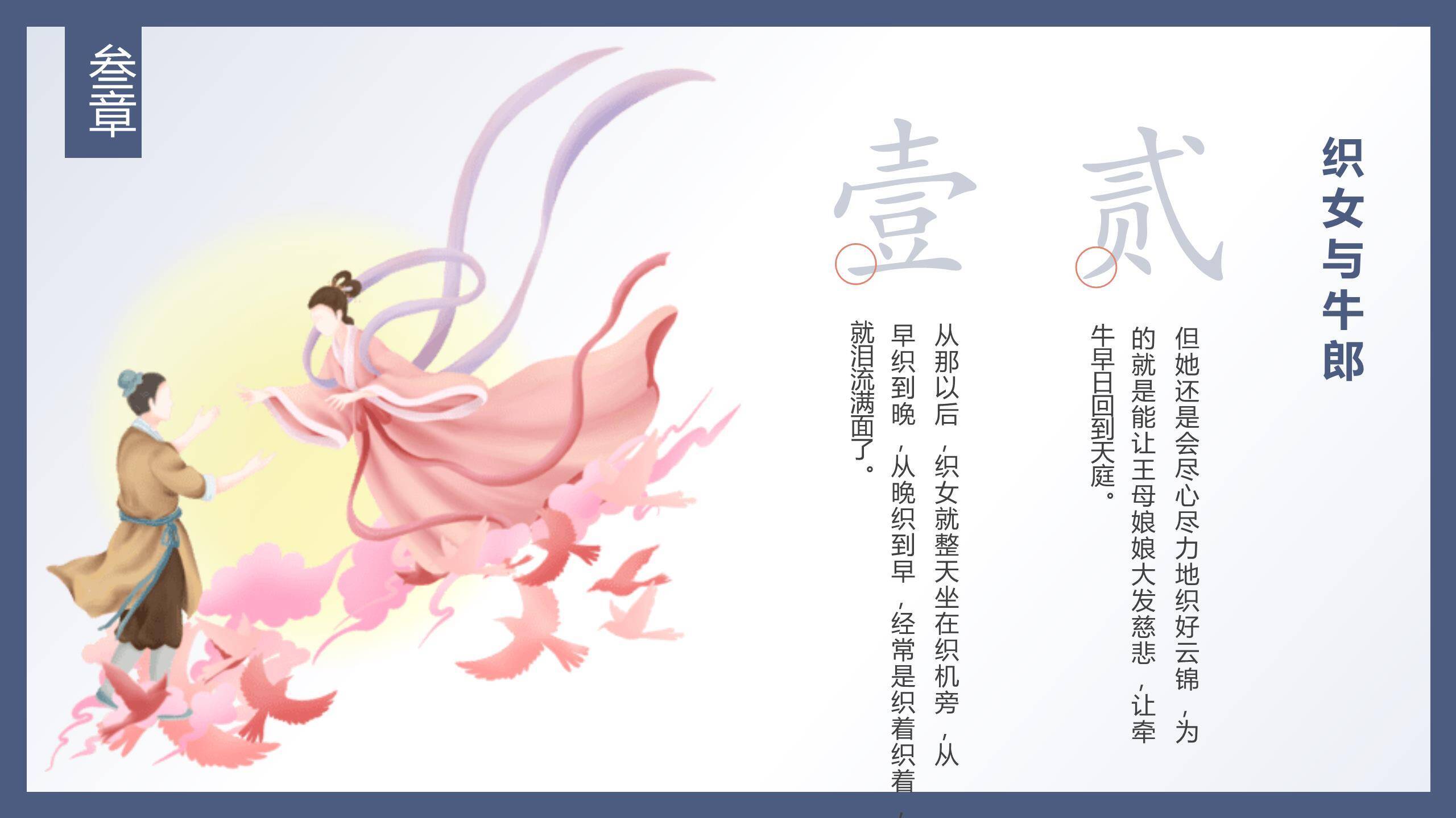 七夕节故事讲解手绘PPT模板5