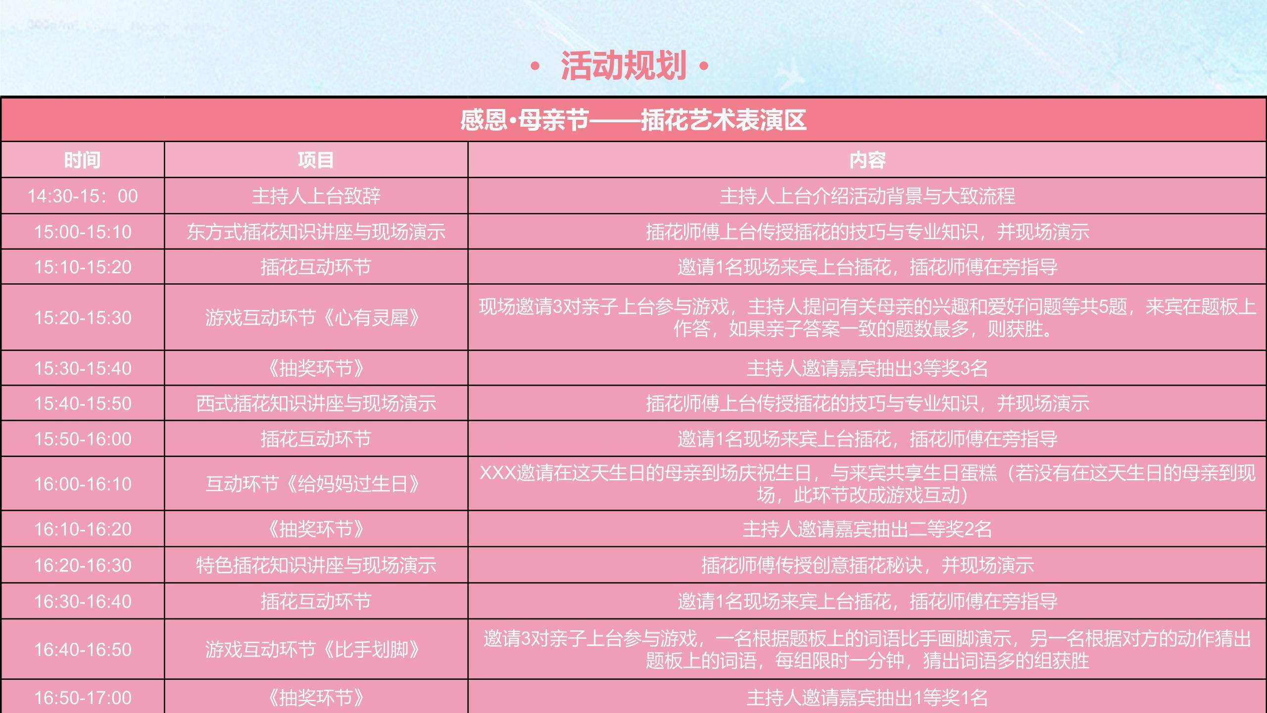 母亲节插花活动手绘PPT模板7