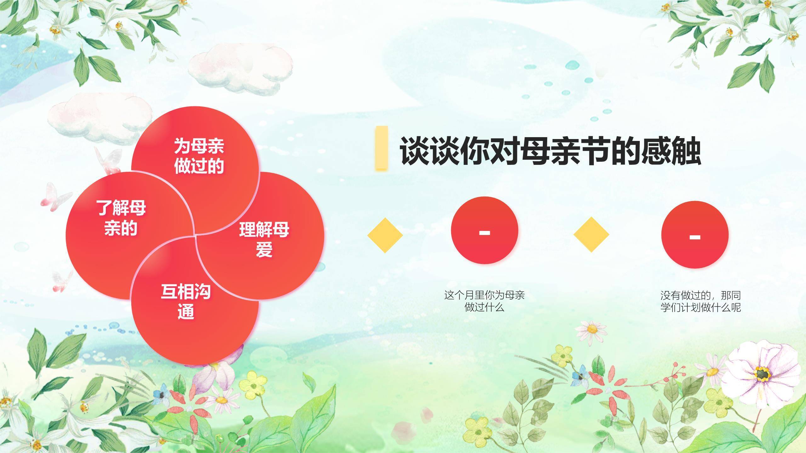 母亲节家庭聚会小清新PPT模板7