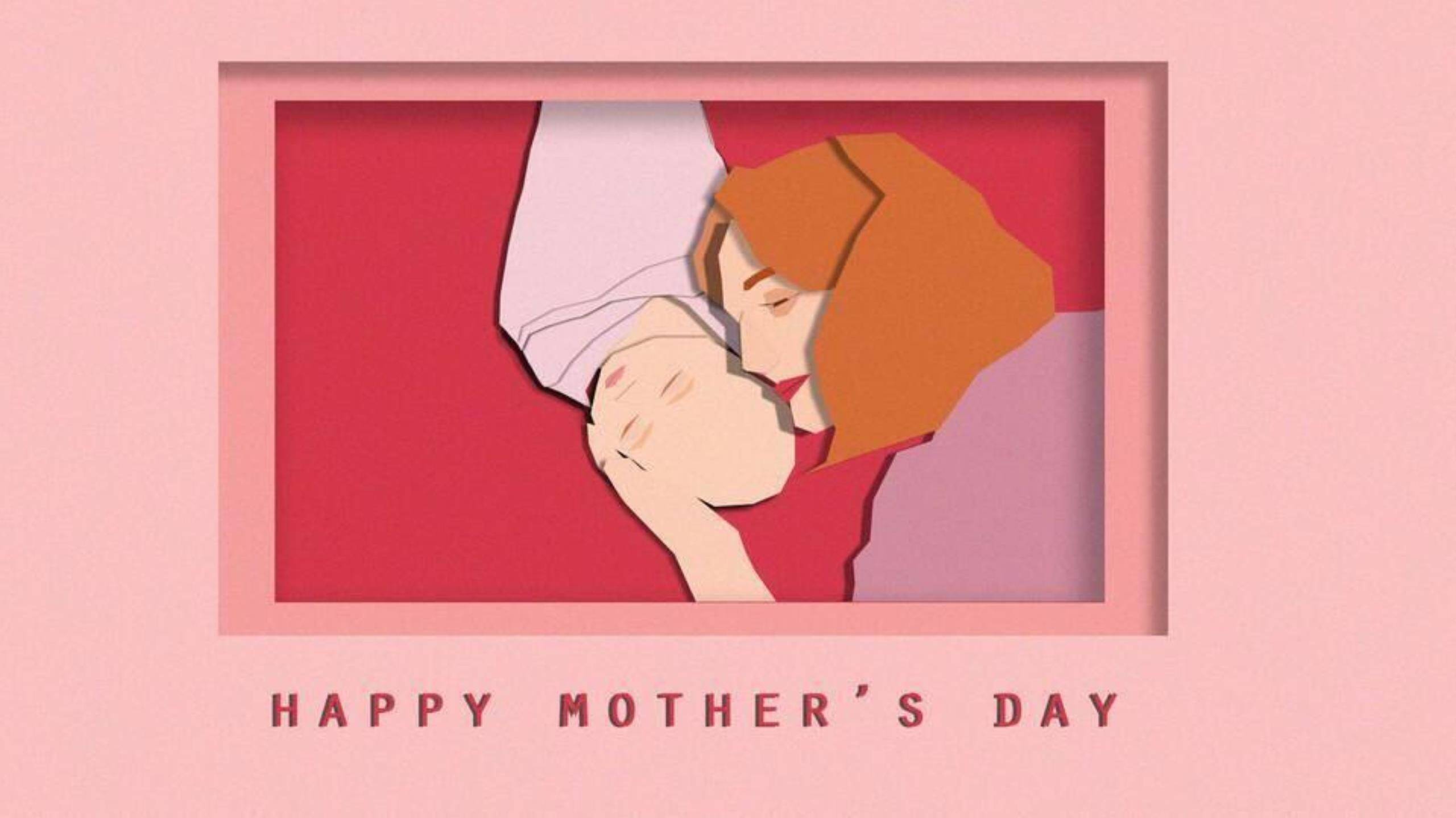 母亲节亲子互动微立体PPT模板0