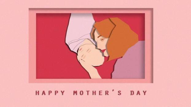 母亲节亲子互动微立体PPT模板0