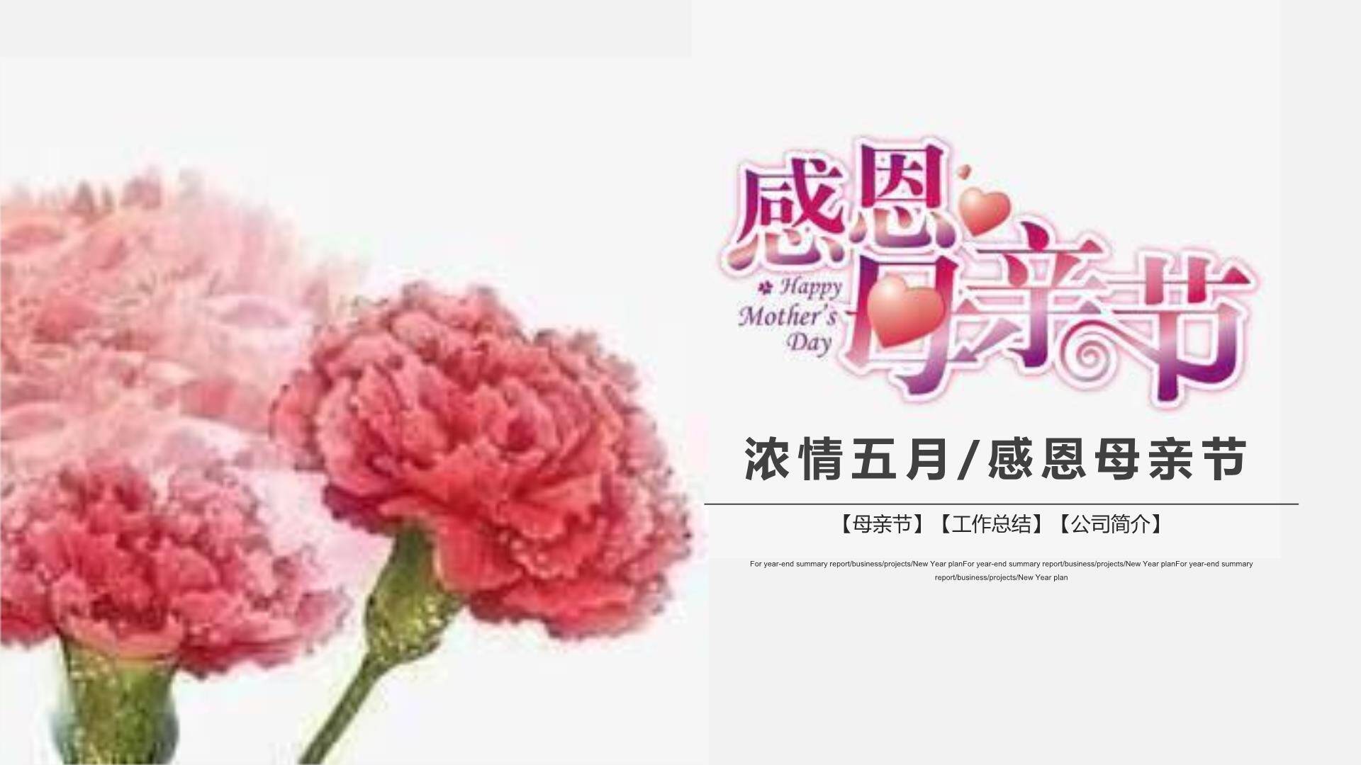 母亲节工作总结小清新PPT模板0
