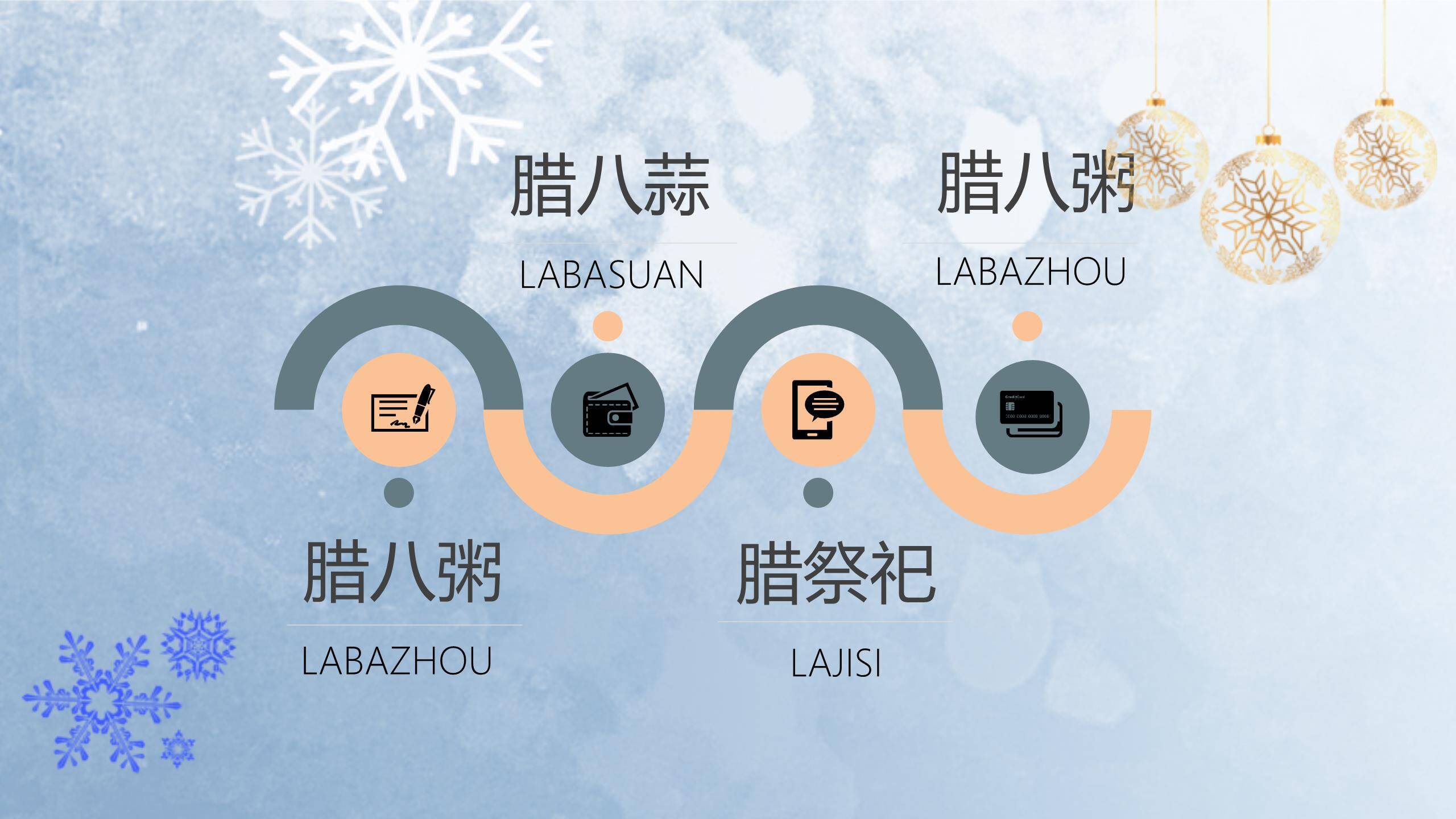 腊八节水彩雪景PPT模板6