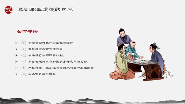 教师节师德讲座水墨人物PPT模板3