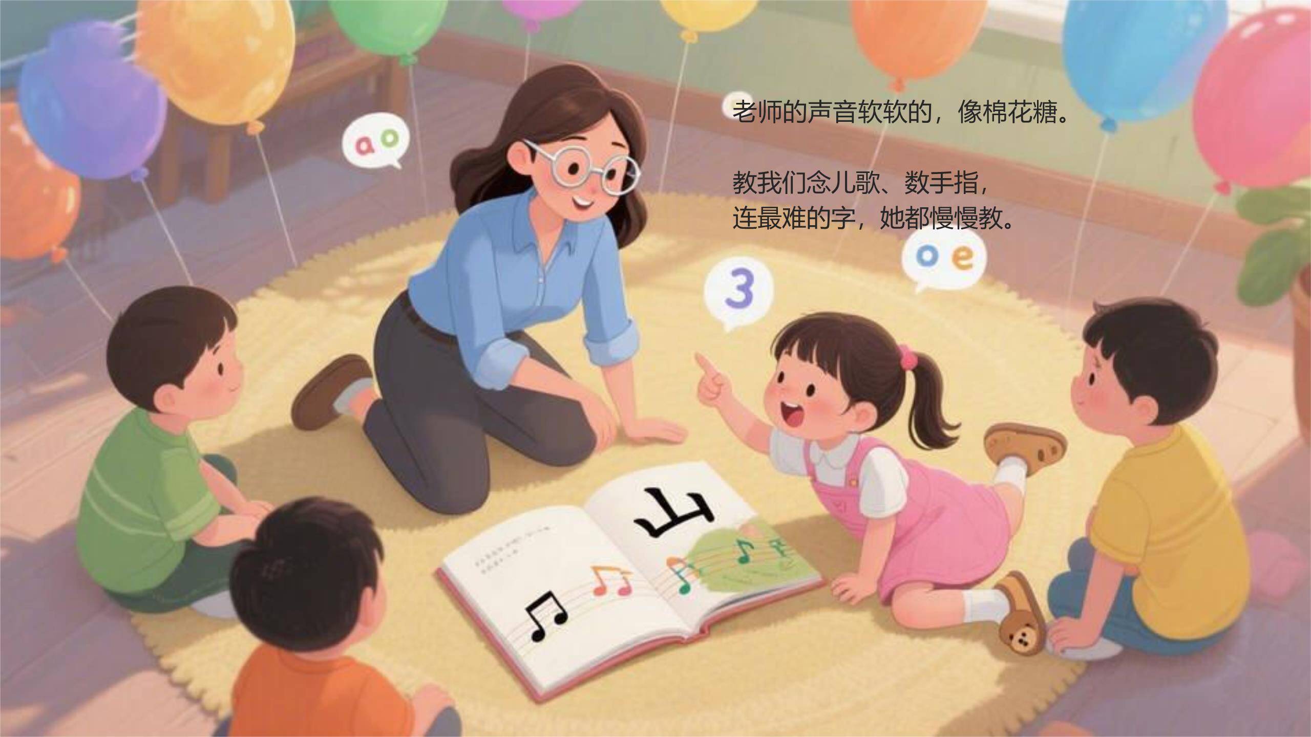 教师节儿童绘本日系风PPT模板2