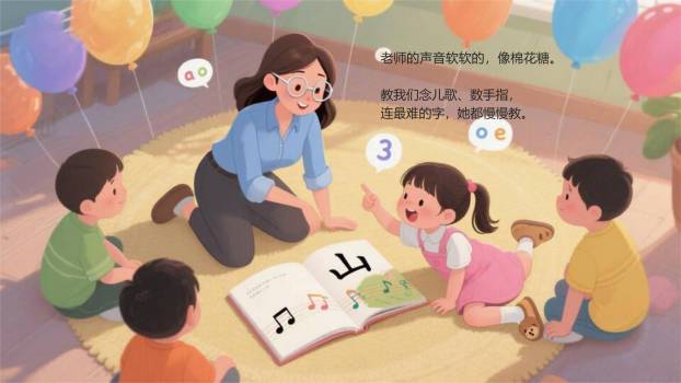 教师节儿童绘本日系风PPT模板2