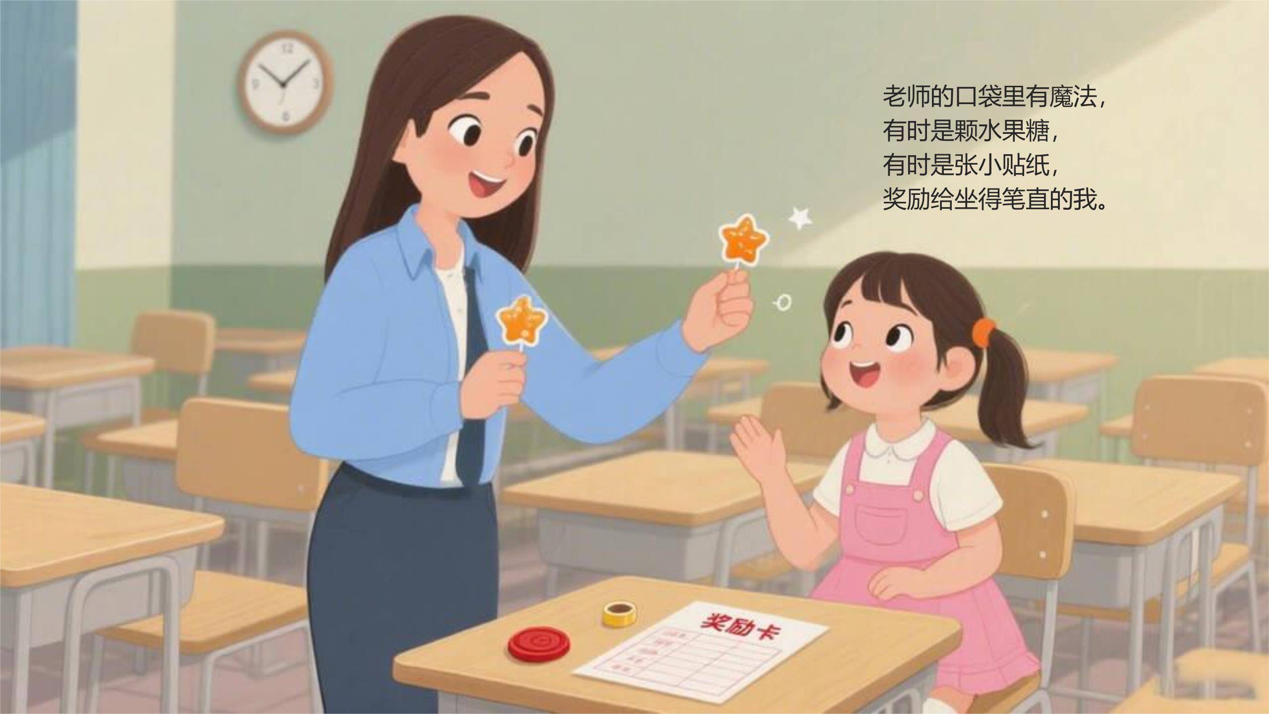 教师节儿童绘本日系风PPT模板5