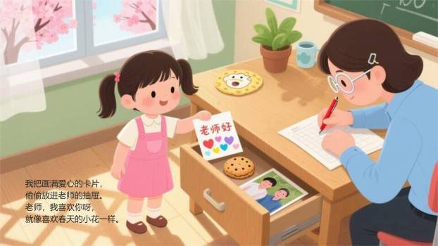 教师节儿童绘本日系风PPT模板6