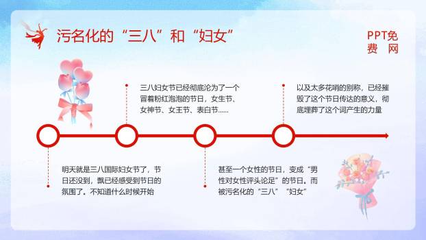 红色国潮插画三八国际妇女节节日宣传PPT模板3