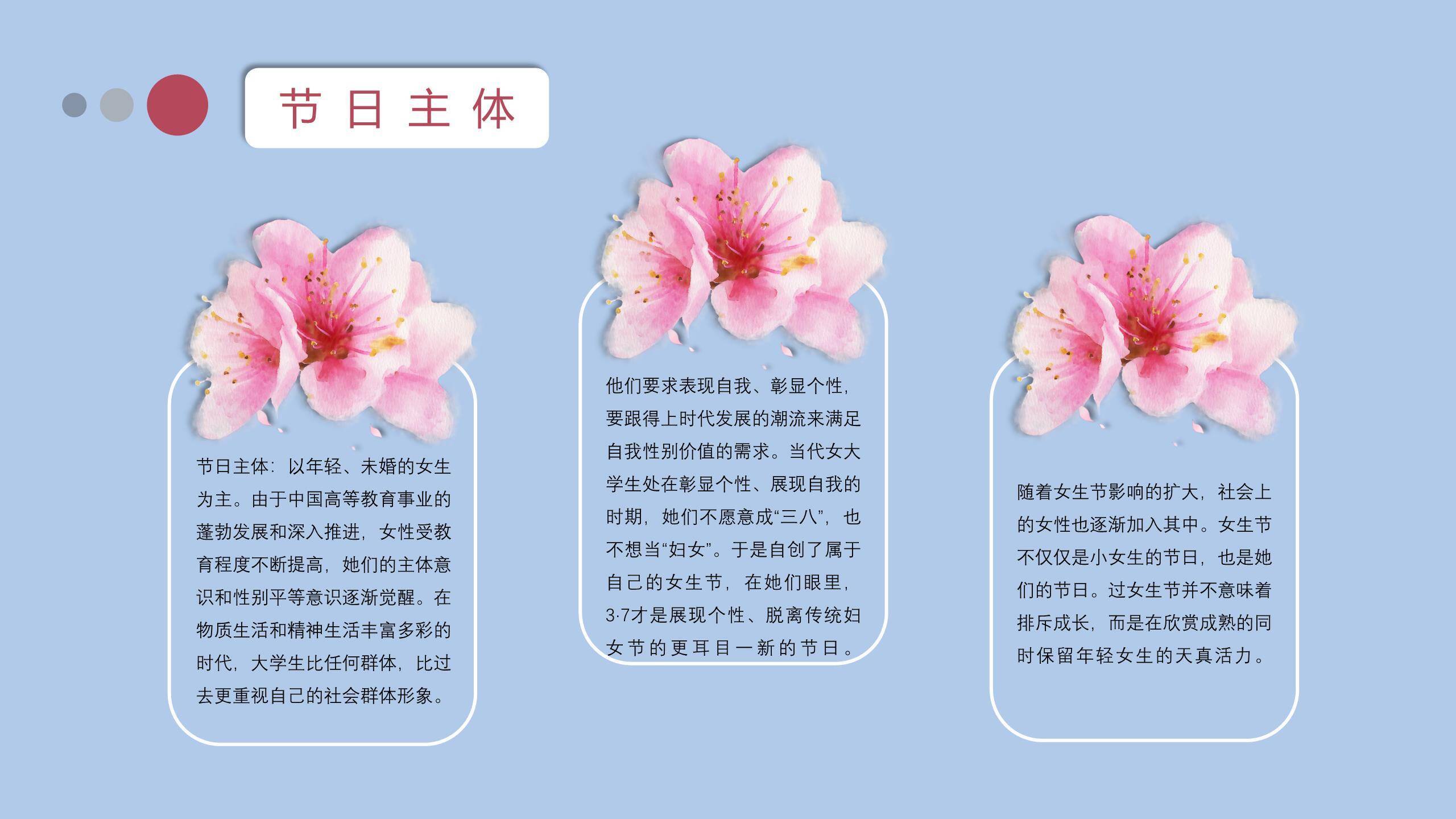 蓝色小清新插画女生节闺蜜庆祝活动PPT模板2