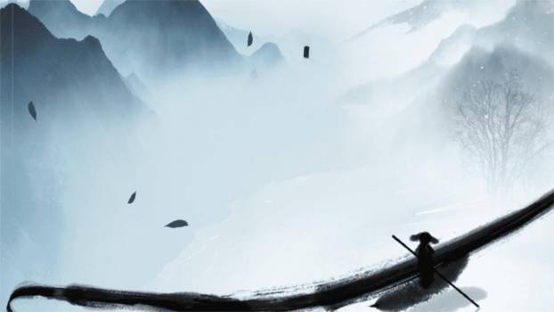 父亲节水墨意境背景页PPT模板0