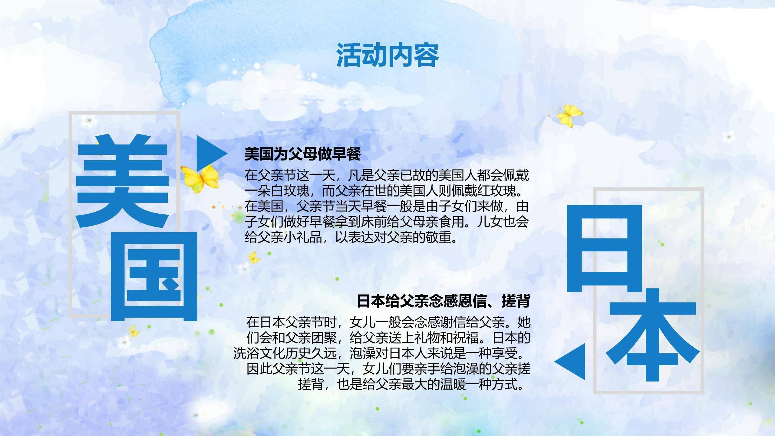 父亲节水彩田园骑行感恩PPT模板7