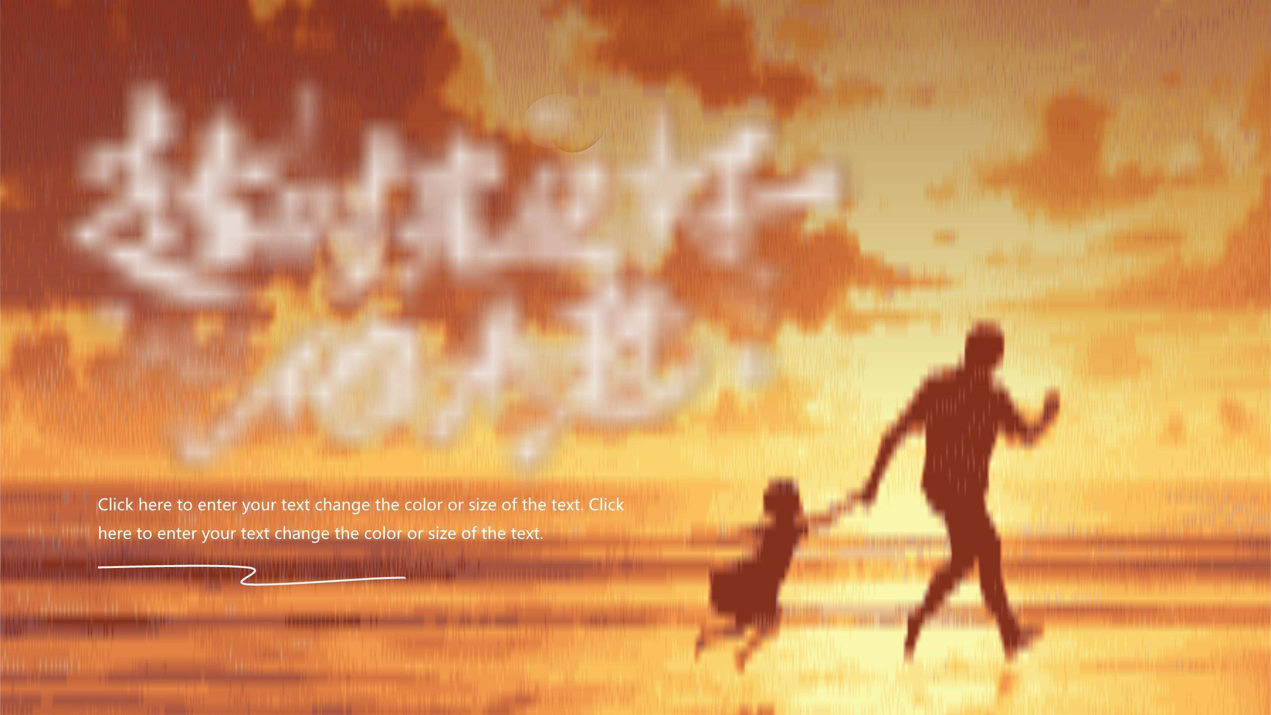 父亲节夕阳同行摄影情感PPT模板0