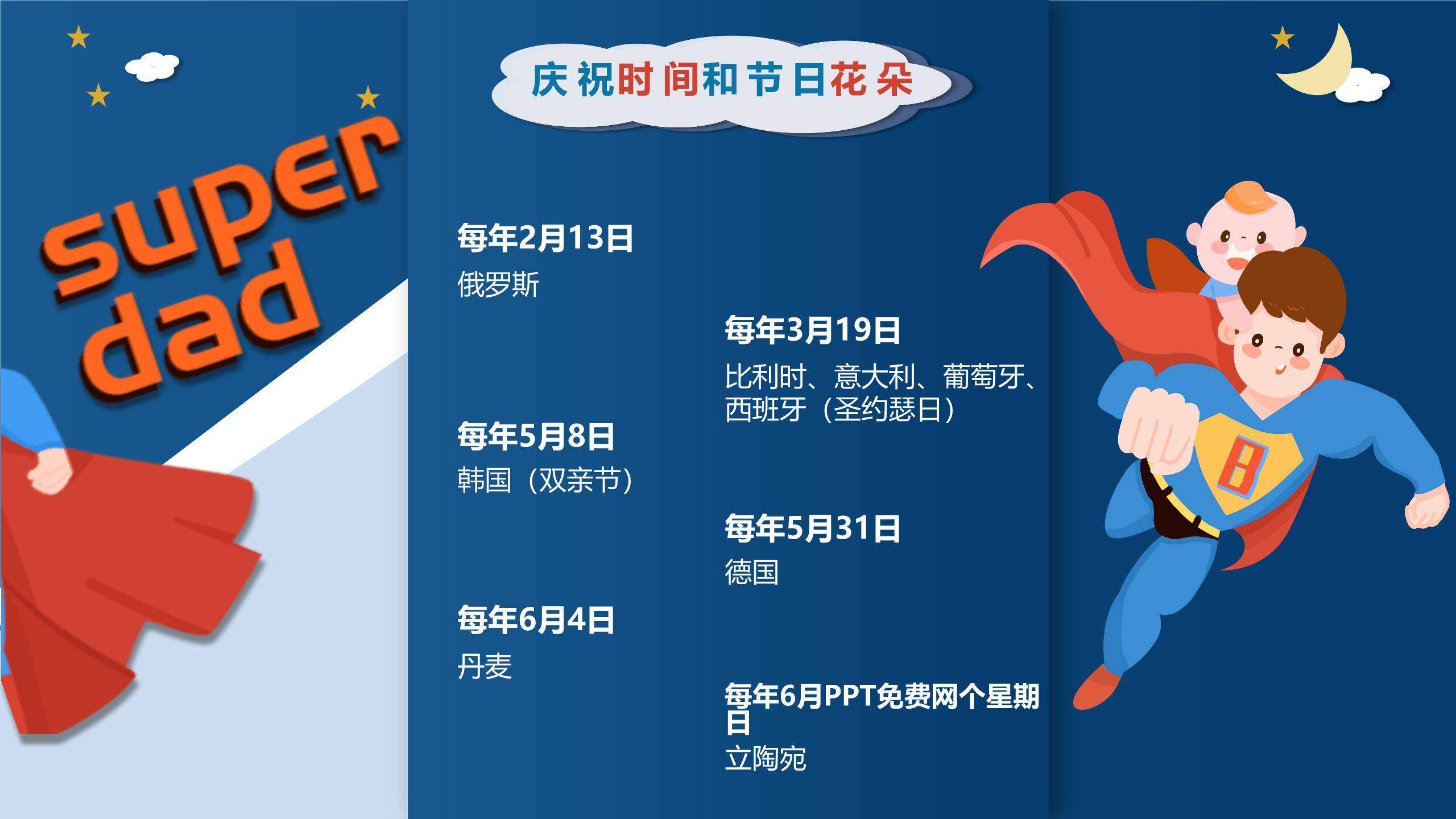 父亲节超级英雄儿童演讲PPT模板2