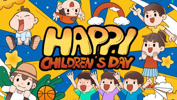 六一儿童节漫画风欢乐校园活动PPT模板0