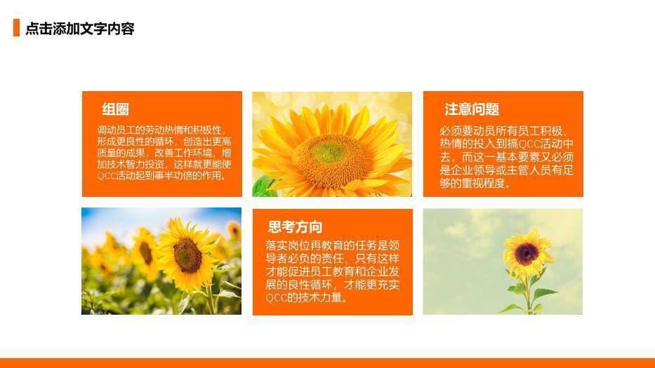 橙色花卉清新风品管圈PPT模板6