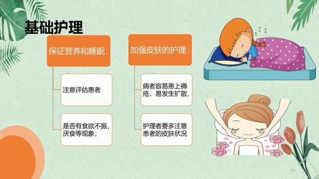 橙色卡通插画风肿瘤病人的疼痛护理PPT模板2