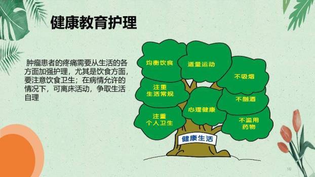 橙色卡通插画风肿瘤病人的疼痛护理PPT模板7