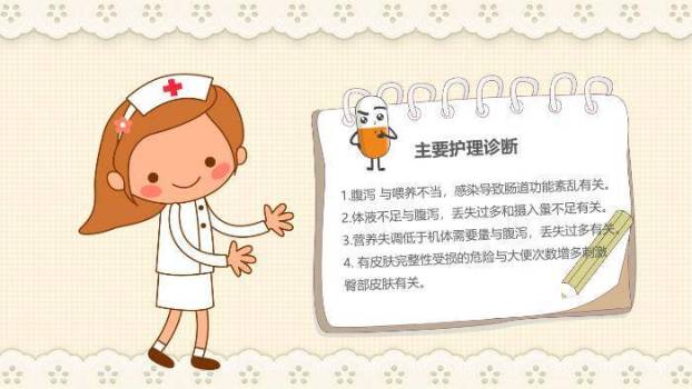 粉色温馨卡通风小儿腹泻护理查房PPT模板6