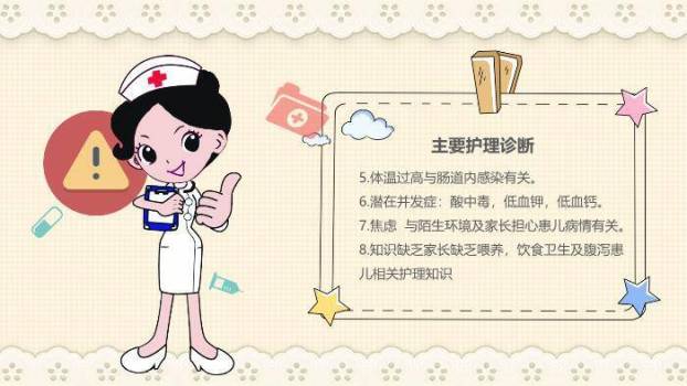 粉色温馨卡通风小儿腹泻护理查房PPT模板7