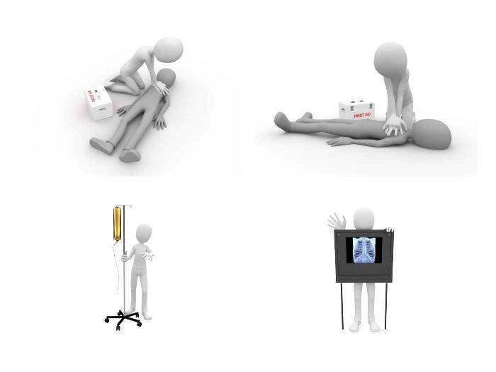 红色卡通风3D小人医疗系列PPT模板8