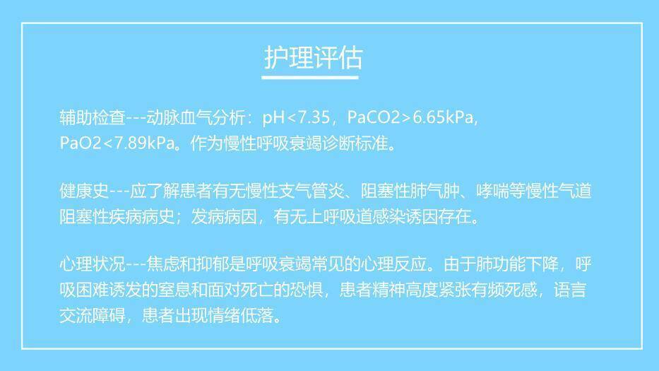 蓝色扁平医疗风呼吸衰竭病人的护理PPT模板2