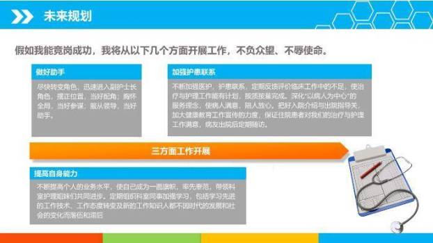 蓝色护士长助理竞聘稿PPT模板1