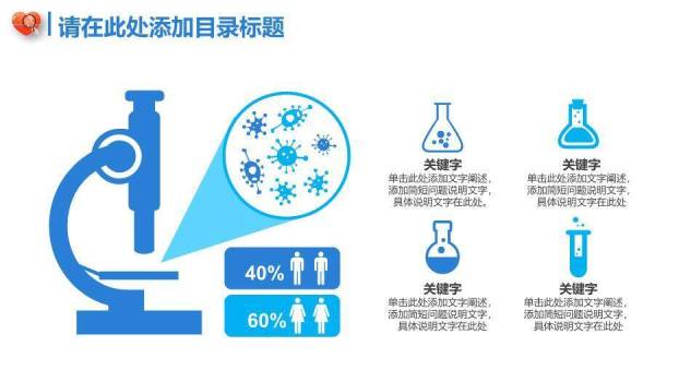 蓝色卡通插画风医疗医学通用PPT模板7