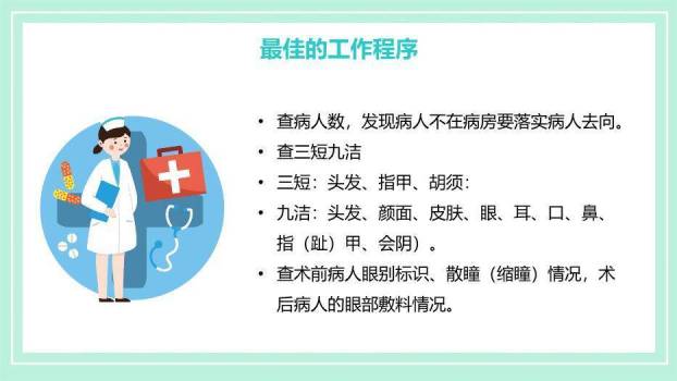 绿色扁平风晨间护理查房PPT模板8