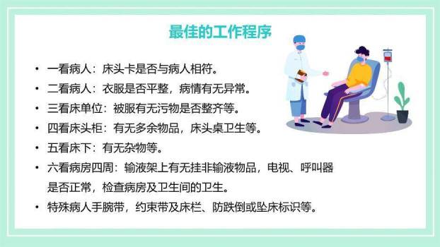 绿色扁平风晨间护理查房PPT模板9