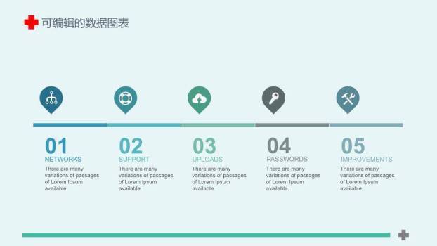 绿色扁平风简约全面医疗系统专用PPT模板6